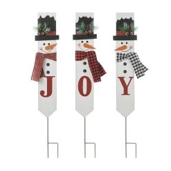 Best Pirce π Glitzhome® JOY Snowman Wooden and Metal Yardstakes, 3ct. βοΈ
