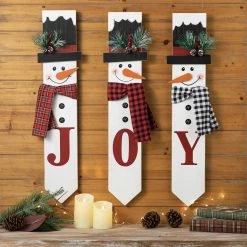 Best Pirce 👏 Glitzhome® JOY Snowman Wooden and Metal Yardstakes, 3ct. ✔️ -Glitzhome Sales D652329S 4