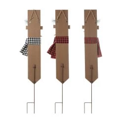 Best Pirce 👏 Glitzhome® JOY Snowman Wooden and Metal Yardstakes, 3ct. ✔️ -Glitzhome Sales D652329S 6