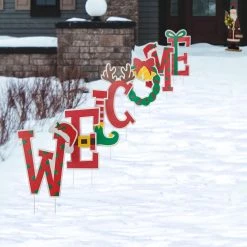 New 🛒 Glitzhome® WELCOME Metal Yardstakes, 7ct. 💯 -Glitzhome Sales D652331S 3