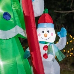 Flash Sale 🔥 Glitzhome® 8ft. Lighted Inflatable Xmas Snowman Climbing Up Tree Décor 🎉 -Glitzhome Sales D652333S 5