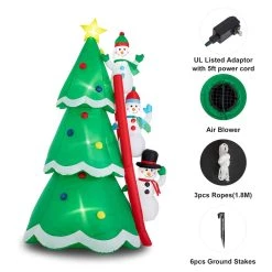 Flash Sale 🔥 Glitzhome® 8ft. Lighted Inflatable Xmas Snowman Climbing Up Tree Décor 🎉 -Glitzhome Sales D652333S 7