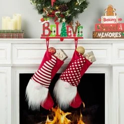 Deals ⌛ Glitzhome® 14.5'' BELIEVE Metal 🎅 Christmas Stocking Holder 😉 -Glitzhome Sales D652341S 3
