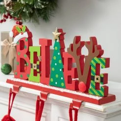 Deals ⌛ Glitzhome® 14.5'' BELIEVE Metal 🎅 Christmas Stocking Holder 😉 -Glitzhome Sales D652341S 5