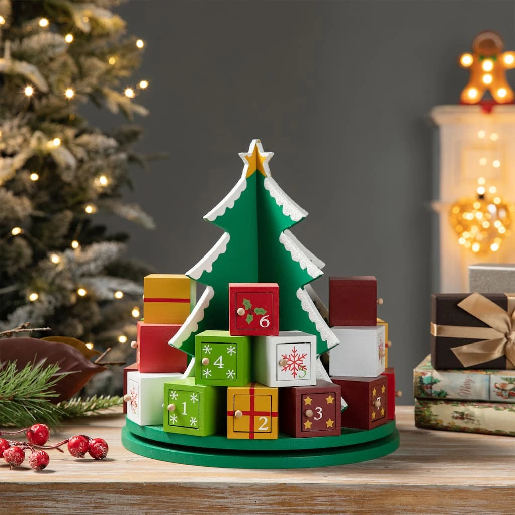 Hot Sale π Glitzhome® 10.5'' Wooden π Christmas Gift Box Tree Countdown Calendar Décor π 4 Hot Sale π Glitzhome® 10.5'' Wooden π Christmas Gift Box Tree Countdown Calendar Décor π - Image 2