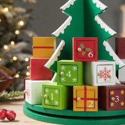 Hot Sale π Glitzhome® 10.5'' Wooden π Christmas Gift Box Tree Countdown Calendar Décor π 12 Hot Sale π Glitzhome® 10.5'' Wooden π Christmas Gift Box Tree Countdown Calendar Décor π -Glitzhome Sales D652351S 3