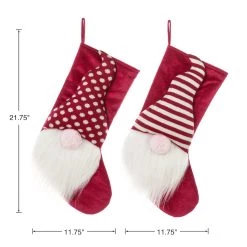 Budget 💯 Glitzhome® 21.75'' 3D Fabric 🎅 Christmas Gnome Stripes & Dots Stocking ❤️ -Glitzhome Sales D652352S 6