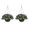 Hot Sale 👍 Glitzhome® 24'' Pre-Lit Frosted 🎁 Christmas Artificial Pinecone Hanging Baskets, 2ct. 🧨 -Glitzhome Sales D652358S 1