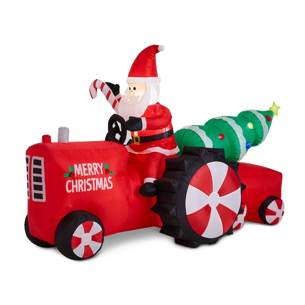 Hot Sale π Glitzhome® 11ft. Lighted Inflatable Santa on Tractor Décor π 3 Hot Sale π Glitzhome® 11ft. Lighted Inflatable Santa on Tractor Décor π