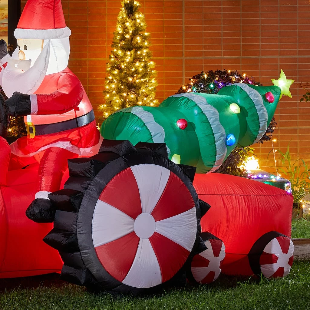 Hot Sale π Glitzhome® 11ft. Lighted Inflatable Santa on Tractor Décor π 6 Hot Sale π Glitzhome® 11ft. Lighted Inflatable Santa on Tractor Décor π - Image 4