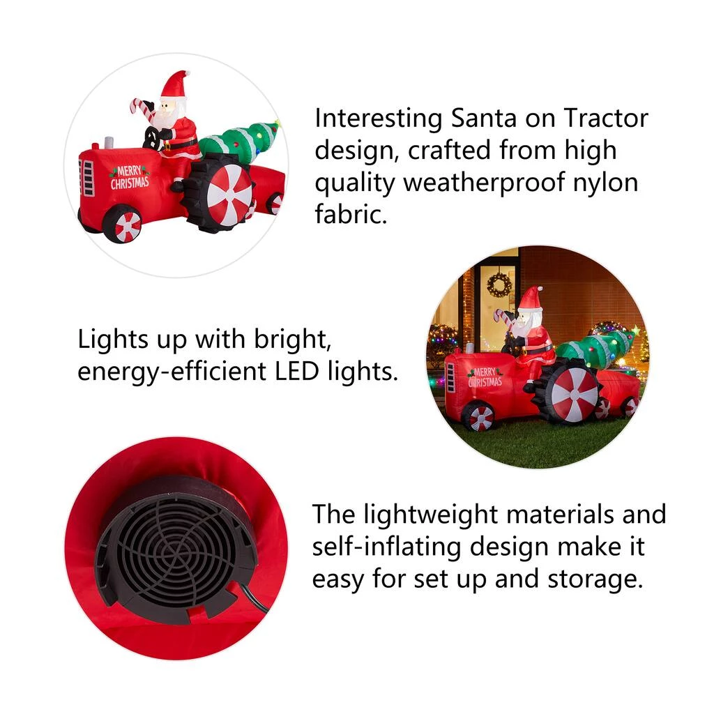 Hot Sale π Glitzhome® 11ft. Lighted Inflatable Santa on Tractor Décor π 7 Hot Sale π Glitzhome® 11ft. Lighted Inflatable Santa on Tractor Décor π - Image 5