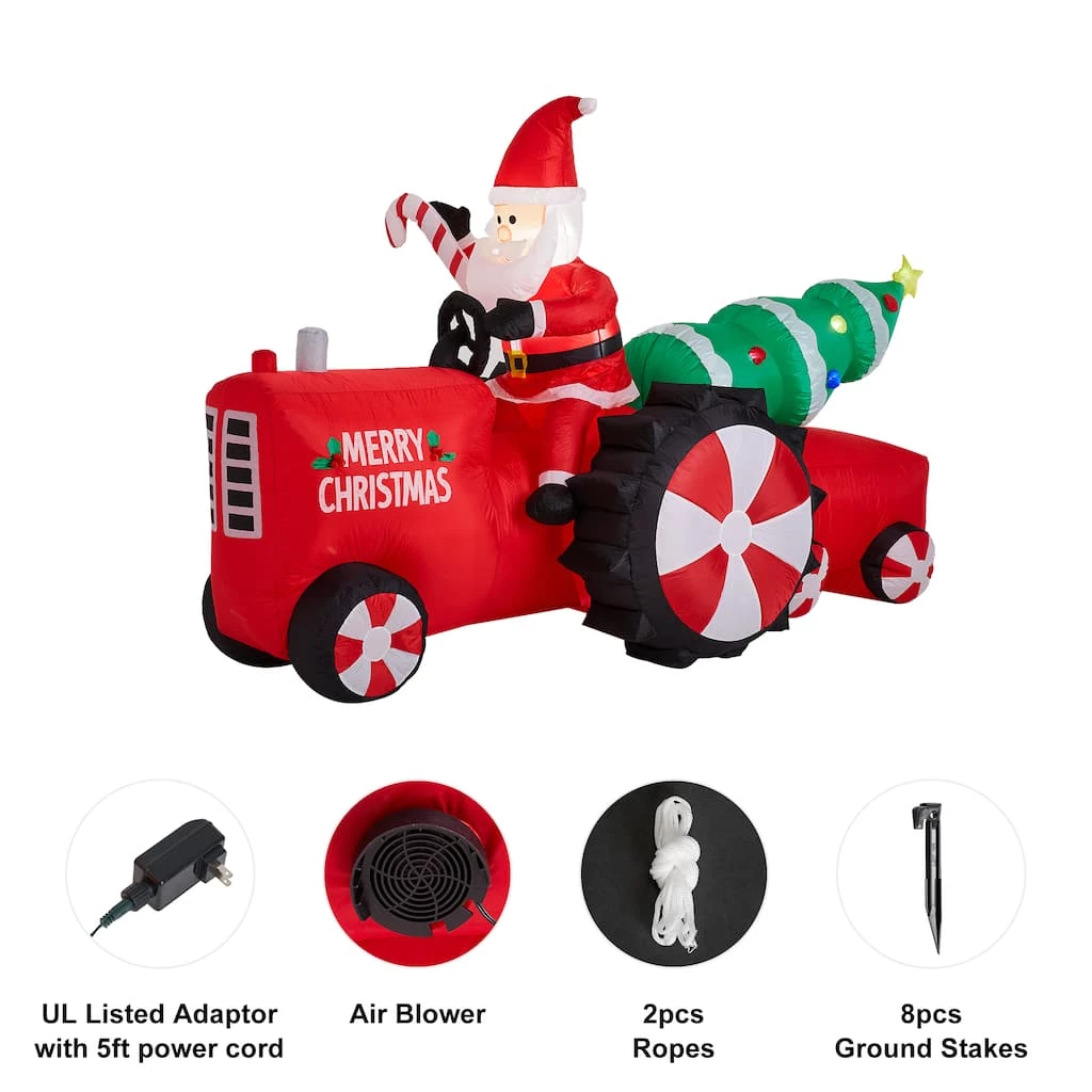 Hot Sale π Glitzhome® 11ft. Lighted Inflatable Santa on Tractor Décor π 8 Hot Sale π Glitzhome® 11ft. Lighted Inflatable Santa on Tractor Décor π - Image 6