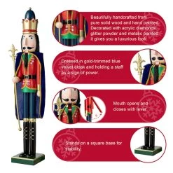 Wholesale 😉 Glitzhome® 3ft. Wooden 🎁 Christmas King Nutcracker 👍 -Glitzhome Sales D670512S 4