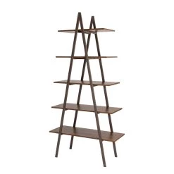 Flash Sale 😀 Glitzhome® Modern Industry Walnut 6ft. 5-Tier A Frame Etagere Bookshelf 🎁