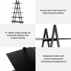 Best reviews of ✔️ Glitzhome® Modern Industry Black 6ft. 5-Tier A Frame Etagere Bookshelf 🌟 -Glitzhome Sales D670843S 4