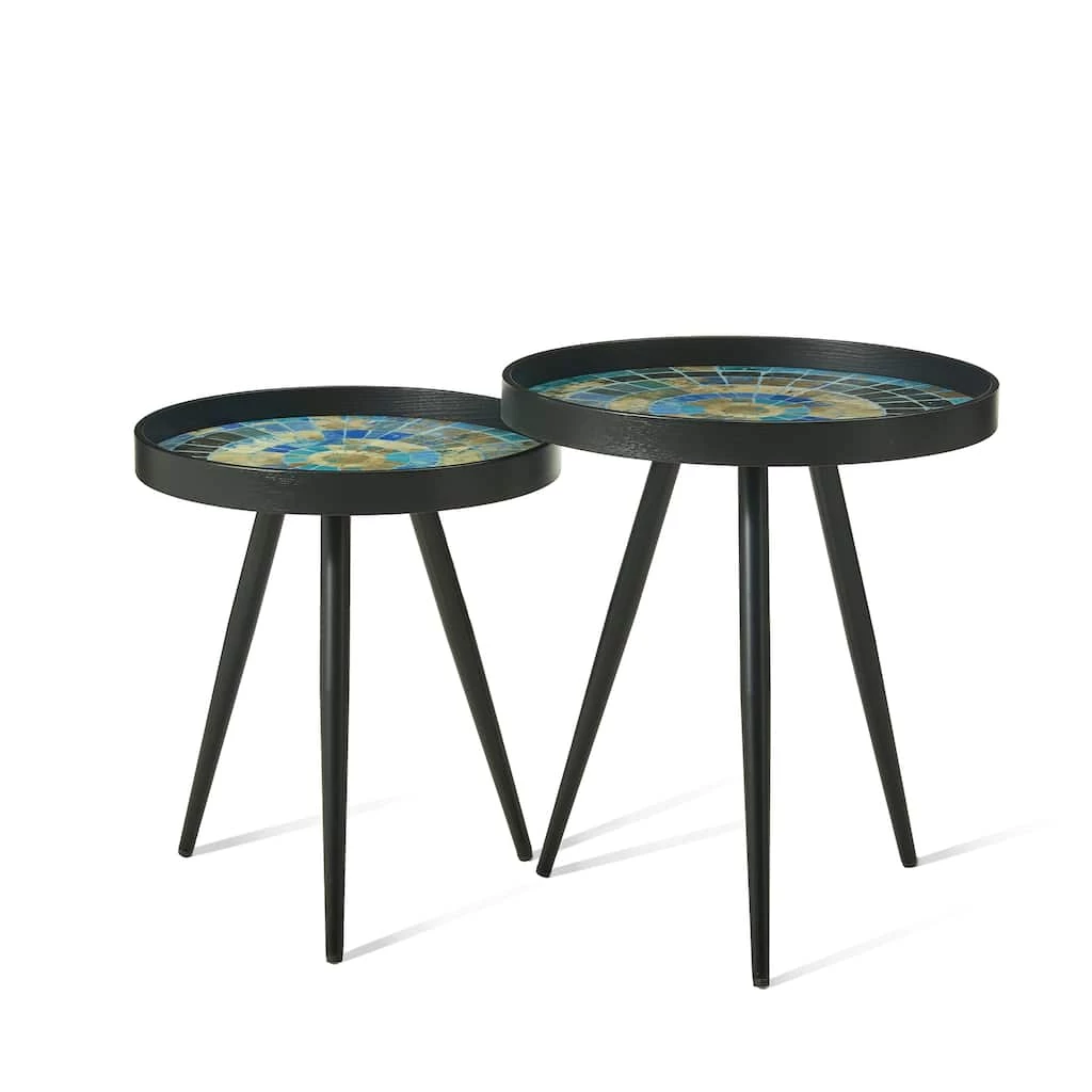 Flash Sale 𧨠Glitzhome® Nesting Side Table with Mosaic Pattern Tray Top Set π 3 Flash Sale 𧨠Glitzhome® Nesting Side Table with Mosaic Pattern Tray Top Set π