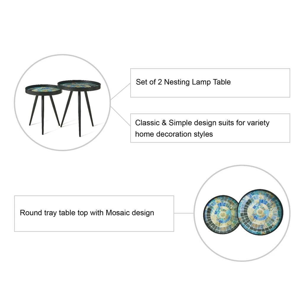 Flash Sale 𧨠Glitzhome® Nesting Side Table with Mosaic Pattern Tray Top Set π 7 Flash Sale 𧨠Glitzhome® Nesting Side Table with Mosaic Pattern Tray Top Set π - Image 5