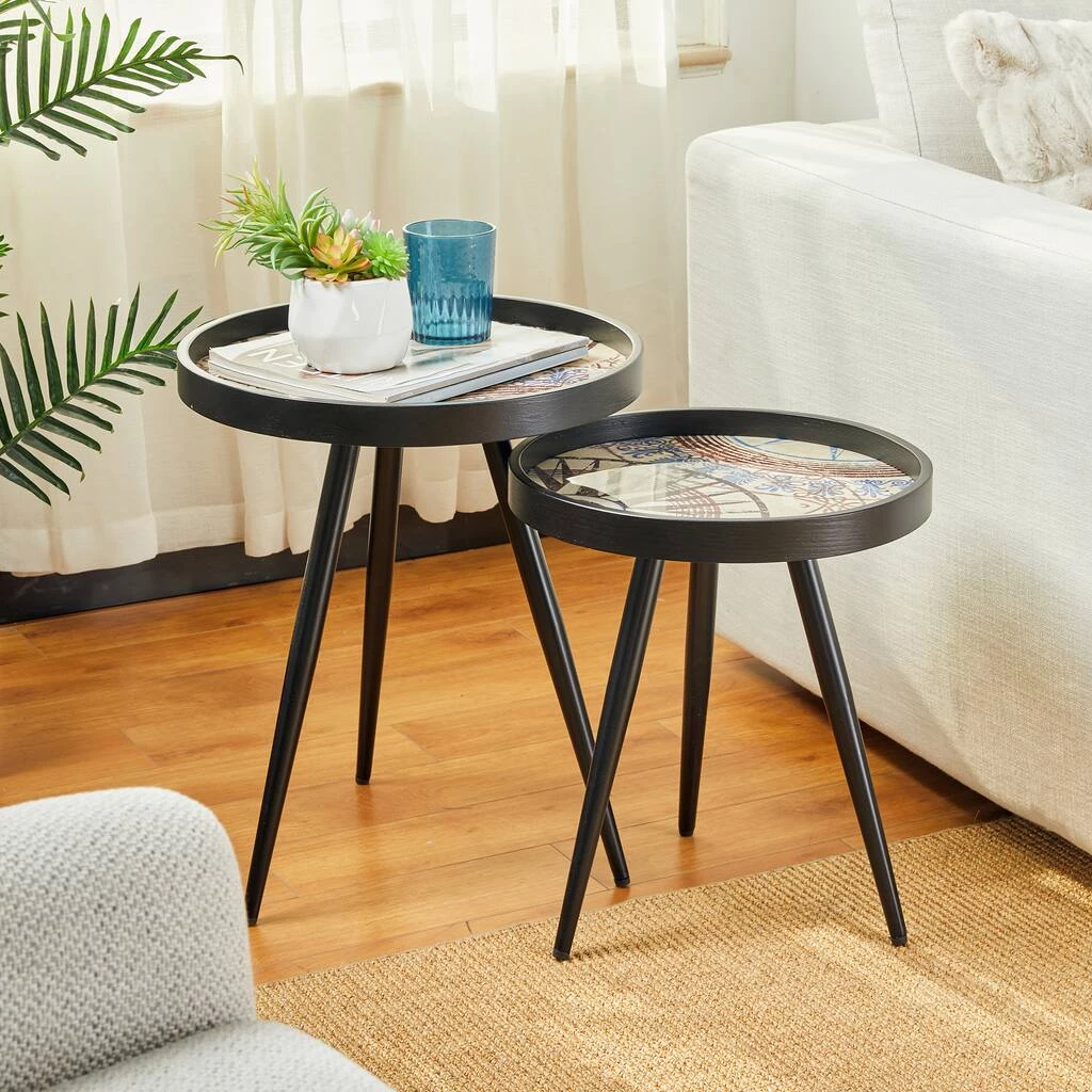 Hot Sale ✨ Glitzhome® Nesting Side Table with Polygonal Star Pattern Tray Top Set ⌛ 4 Hot Sale ✨ Glitzhome® Nesting Side Table with Polygonal Star Pattern Tray Top Set ⌛ - Image 2