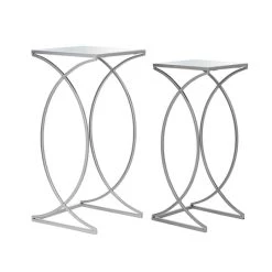 Best deal 🤩 Glitzhome® Metal Tall Accent Table with Glass Top Set 🧨 -Glitzhome Sales D670852S 1 1
