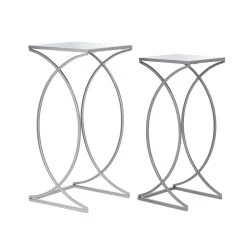 Best deal π€© Glitzhome® Metal Tall Accent Table with Glass Top Set π§¨