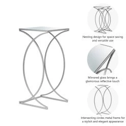 Best deal 🤩 Glitzhome® Metal Tall Accent Table with Glass Top Set 🧨 -Glitzhome Sales D670852S 4