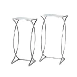 Best deal 🤩 Glitzhome® Metal Tall Accent Table with Glass Top Set 🧨 -Glitzhome Sales D670852S 6