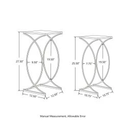 Best deal 🤩 Glitzhome® Metal Tall Accent Table with Glass Top Set 🧨 -Glitzhome Sales D670852S 8