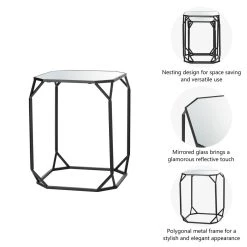 Promo π― Glitzhome® Metal Square Accent Table with Glass Top Set π 13 Promo π― Glitzhome® Metal Square Accent Table with Glass Top Set π -Glitzhome Sales D670853S 4