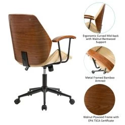 New 🎁 Glitzhome® 38" Cream Leatherette Gaslift Adjustable Swivel Office Chair 😍 -Glitzhome Sales D670865S 5