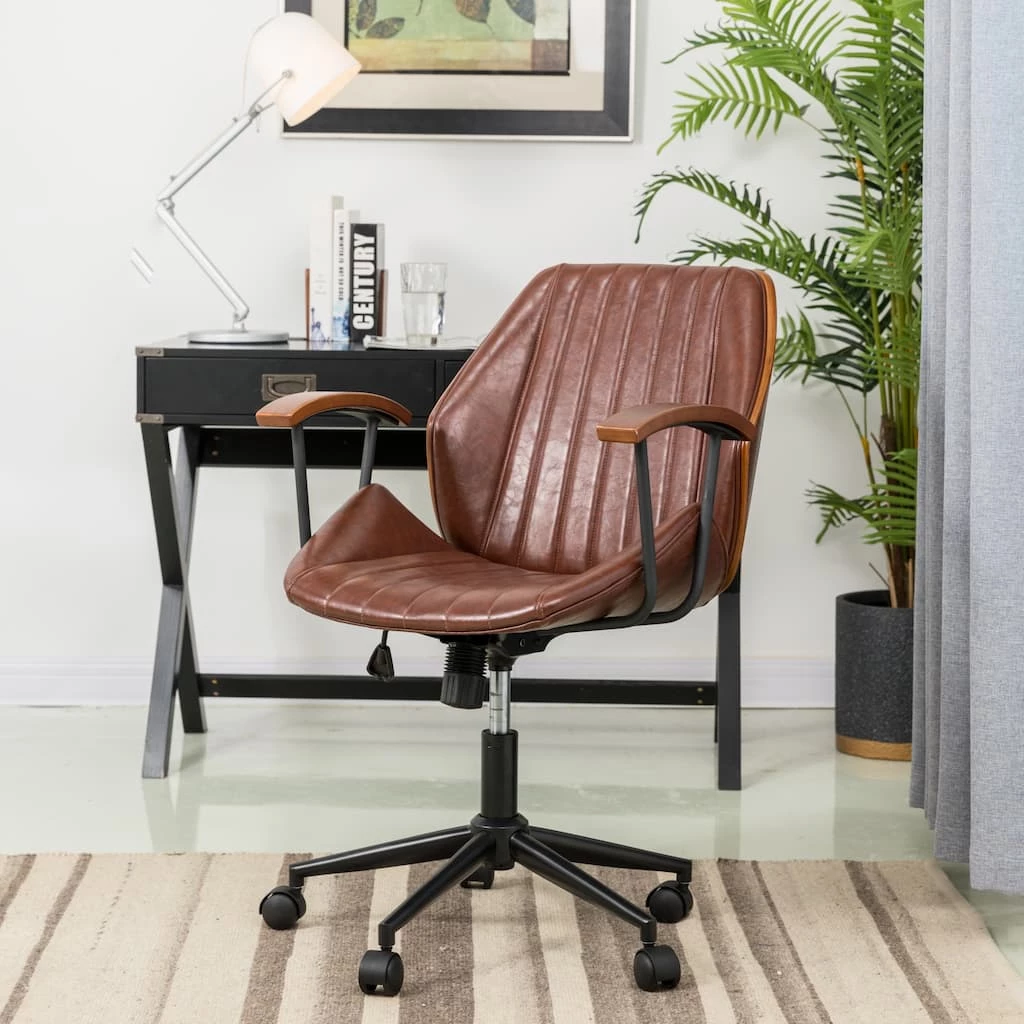 Top 10 π Glitzhome® 38" Brown Leatherette Gaslift Adjustable Swivel Office Chair π― 4 Top 10 π Glitzhome® 38" Brown Leatherette Gaslift Adjustable Swivel Office Chair π― - Image 2