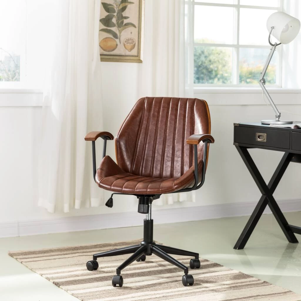 Top 10 π Glitzhome® 38" Brown Leatherette Gaslift Adjustable Swivel Office Chair π― 6 Top 10 π Glitzhome® 38" Brown Leatherette Gaslift Adjustable Swivel Office Chair π― - Image 4