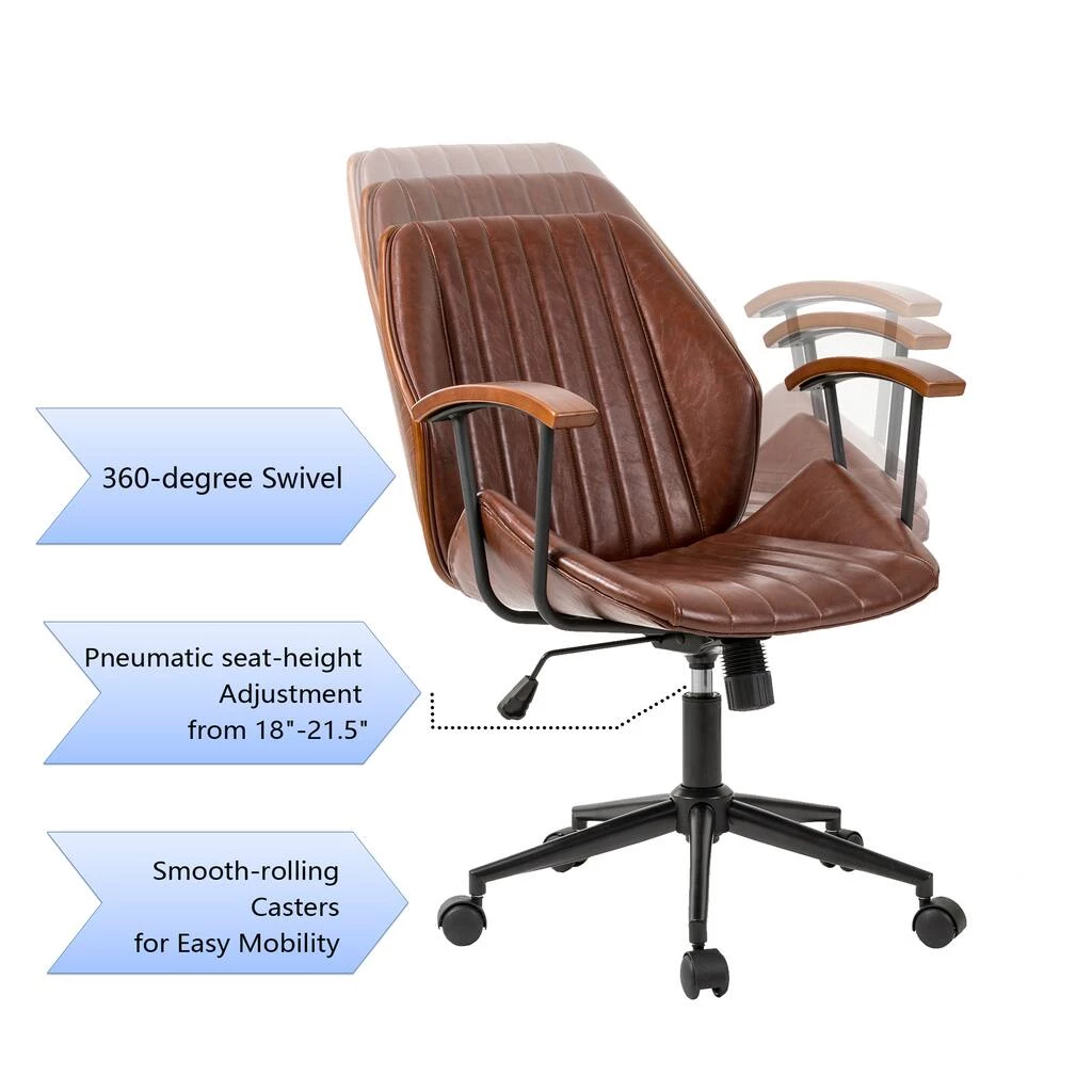 Top 10 π Glitzhome® 38" Brown Leatherette Gaslift Adjustable Swivel Office Chair π― 8 Top 10 π Glitzhome® 38" Brown Leatherette Gaslift Adjustable Swivel Office Chair π― - Image 6