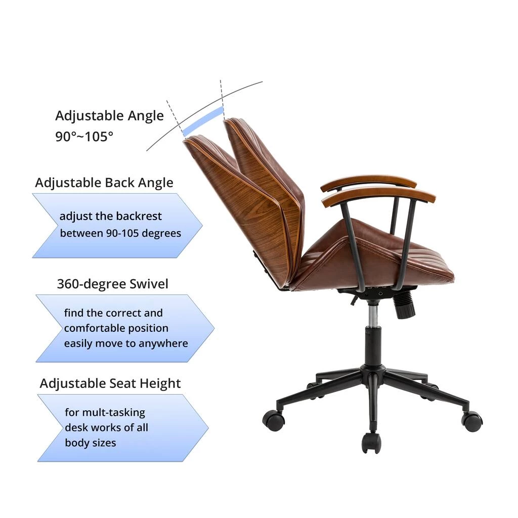 Top 10 π Glitzhome® 38" Brown Leatherette Gaslift Adjustable Swivel Office Chair π― 9 Top 10 π Glitzhome® 38" Brown Leatherette Gaslift Adjustable Swivel Office Chair π― - Image 7
