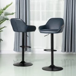 Cheapest ✔️ Glitzhome® Mid-Century Leatherette Gaslift Adjustable Swivel Bar Stool Set 🌟 -Glitzhome Sales D670867S 3