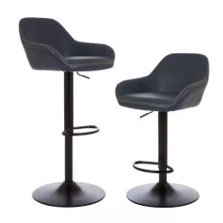 Cheapest ✔️ Glitzhome® Mid-Century Leatherette Gaslift Adjustable Swivel Bar Stool Set 🌟 -Glitzhome Sales D670867S 4