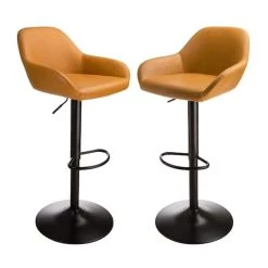 Cheapest ✔️ Glitzhome® Mid-Century Leatherette Gaslift Adjustable Swivel Bar Stool Set 🌟 -Glitzhome Sales D670869S 1