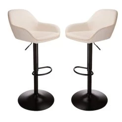 Cheapest ✔️ Glitzhome® Mid-Century Leatherette Gaslift Adjustable Swivel Bar Stool Set 🌟 -Glitzhome Sales D670870S 1