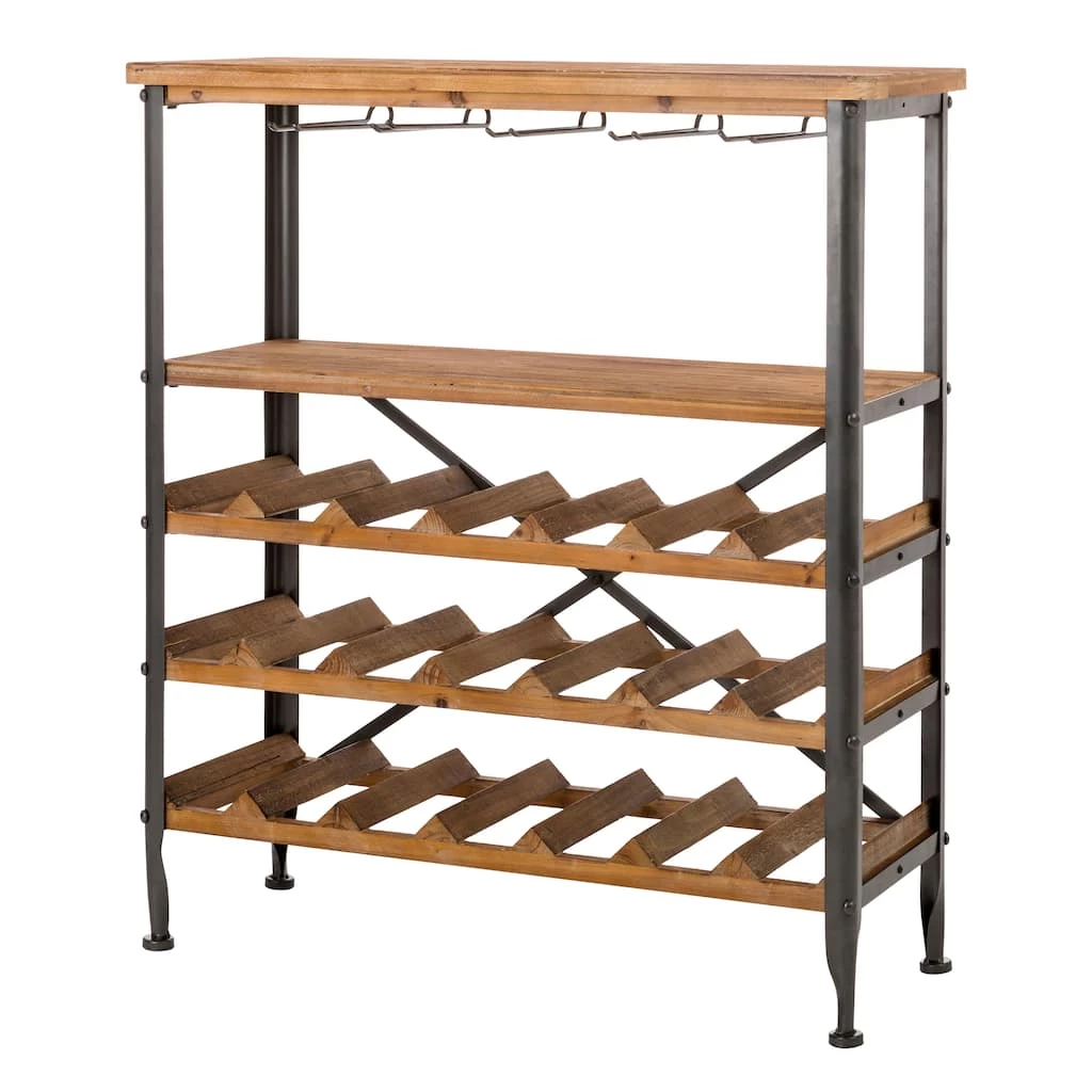 Discount π₯° Glitzhome® 34.25" Wooden Wine Rack with Metal Frame π 3 Discount π₯° Glitzhome® 34.25" Wooden Wine Rack with Metal Frame π
