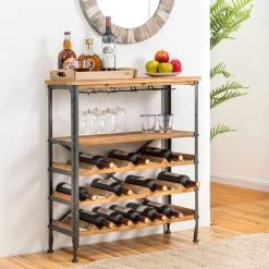Discount π₯° Glitzhome® 34.25" Wooden Wine Rack with Metal Frame π 12 Discount π₯° Glitzhome® 34.25" Wooden Wine Rack with Metal Frame π -Glitzhome Sales D670871S 3