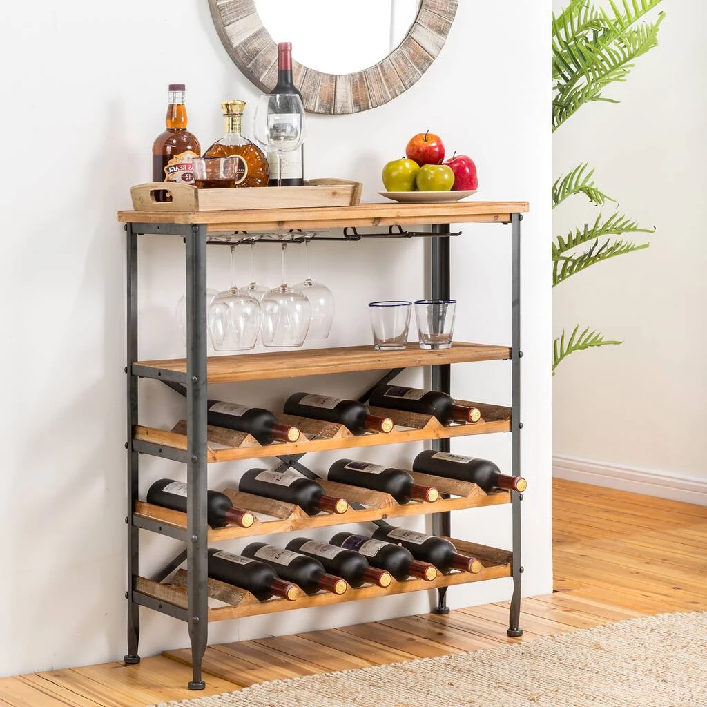 Discount π₯° Glitzhome® 34.25" Wooden Wine Rack with Metal Frame π 5 Discount π₯° Glitzhome® 34.25" Wooden Wine Rack with Metal Frame π - Image 3