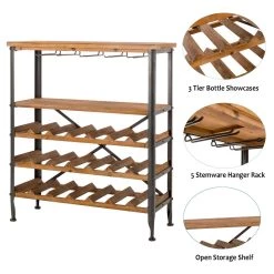 Discount π₯° Glitzhome® 34.25" Wooden Wine Rack with Metal Frame π 13 Discount π₯° Glitzhome® 34.25" Wooden Wine Rack with Metal Frame π -Glitzhome Sales D670871S 4