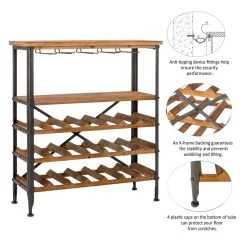 Discount π₯° Glitzhome® 34.25" Wooden Wine Rack with Metal Frame π 14 Discount π₯° Glitzhome® 34.25" Wooden Wine Rack with Metal Frame π -Glitzhome Sales D670871S 5