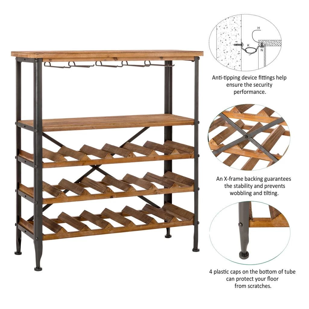 Discount π₯° Glitzhome® 34.25" Wooden Wine Rack with Metal Frame π 7 Discount π₯° Glitzhome® 34.25" Wooden Wine Rack with Metal Frame π - Image 5