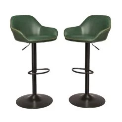 Cheapest ✔️ Glitzhome® Mid-Century Leatherette Gaslift Adjustable Swivel Bar Stool Set 🌟 -Glitzhome Sales D670872S 1